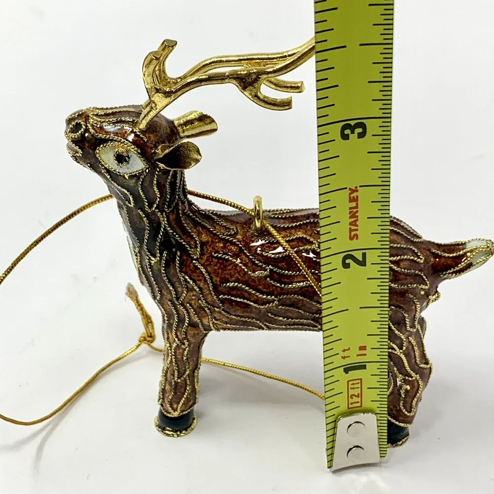 POTTERY BARN Cloisonné Style Enamel Reindeer 4